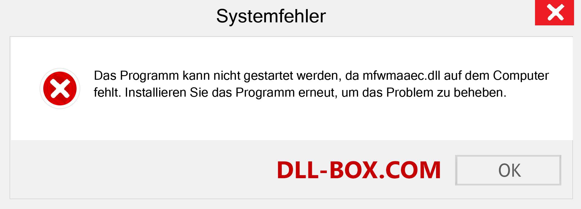 mfwmaaec.dll-Datei fehlt?. Download für Windows 7, 8, 10 - Fix mfwmaaec dll Missing Error unter Windows, Fotos, Bildern